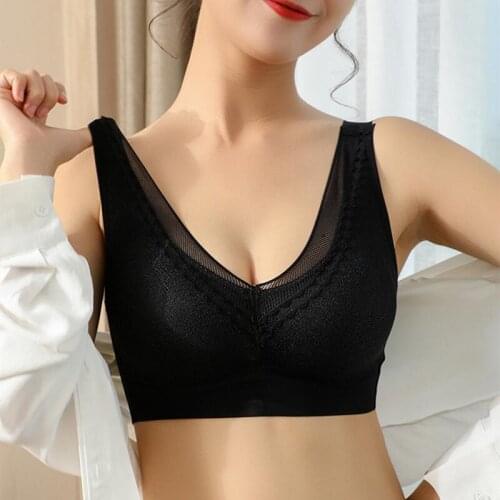 Thailand Latex Bra 6.0 Seamless Wire Free Beauty Back Push Up Bra Women Sexy Lace Breathable Gather Ice Silk Underwear Bralette