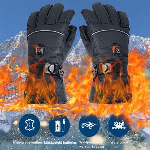 Winter Warm Riding Gloves Electric Heating Screen Ski Gloves Cold Windproof Waterproof Battery Heated Motorcycle Gloves