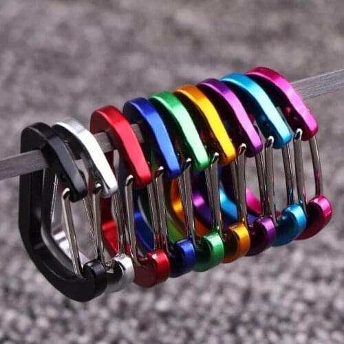 1/5/10PCS Camping Hiking Hook Climbing Button Carabiner Outdoor Sports Multi Colors Aluminium Safety Buckle Keychain Durable