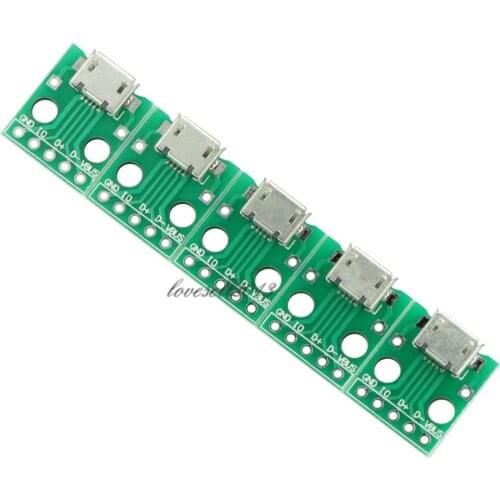 10PCS Micro USB to DIP Adapter Connector Module Board Panel Female 5-Pin Pinboard 2.54mm Micro USB PCB