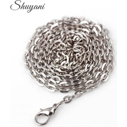 10pcs/lot 60+5cm Long Rolo Link Chains Necklace Women Floating Locket Necklace Chains For Necklaces & Pendants Jewelry