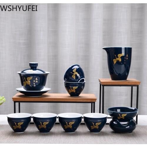 10 pcs/set Chinese Ceramics teapot kettles Portable Tea Set Strainer teacup porcelain teaware drinkware Tea ceremony supplies