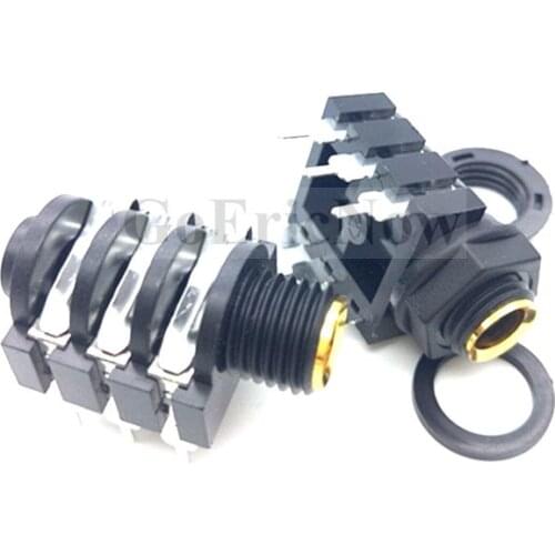 10 Pcs 1/4" 6.35 mm Stereo Audio Microphone Female socket Jack Connector 6.5mm PCB Solder Right Angle Tip Ring Sleeve TRS Jack