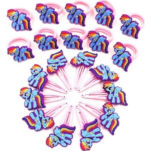 10Pcs Cartoon My Little Horse Girls Hair Clips Children Elastic Hair bands Hair Accessories Hair pins Kids Rubber Hairands