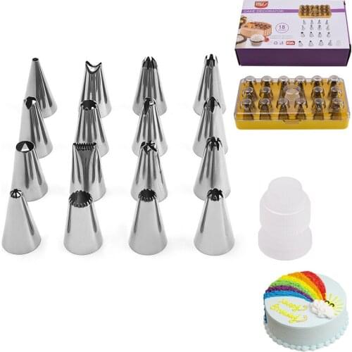 18Pcs/Set Stainless Steel Cake Decoration Nozzle DIY Butter Pastry Decorating Mouth Kitchen Accessories Cake Decorating Tools