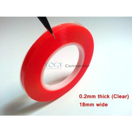 1x (0.2mm Thick) 18mm *25M High Adhesion Double Sided Adhesive Tape with Red Film for Phone Battery Memory Card Bond