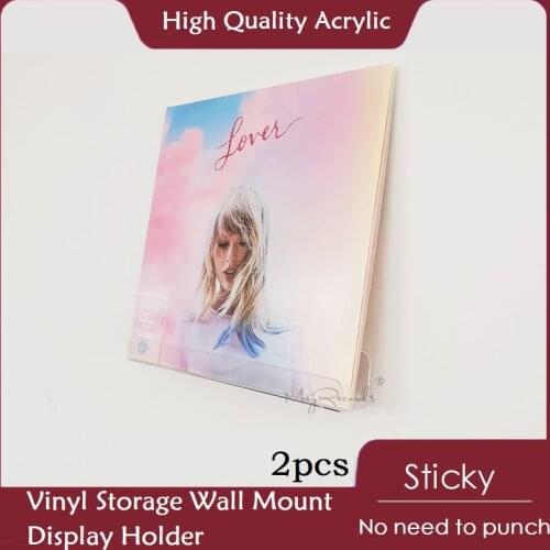 2PCS High Quality Acrylic Vinyl Storage Wall Mount Pasted Sticky Display Holder For LP Record
