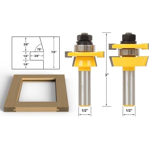 2pcs/lot Rail & Stile Router Bit Set - Shaker 2 Pc. 1/2" Shank shaker profile Shimming Instructions