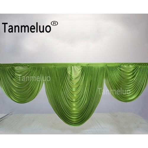 3M Long Grass Green Wedding Backdrop Swag Drape Valance for Party Curtain Wall Stage Background Event Banquet Decoration