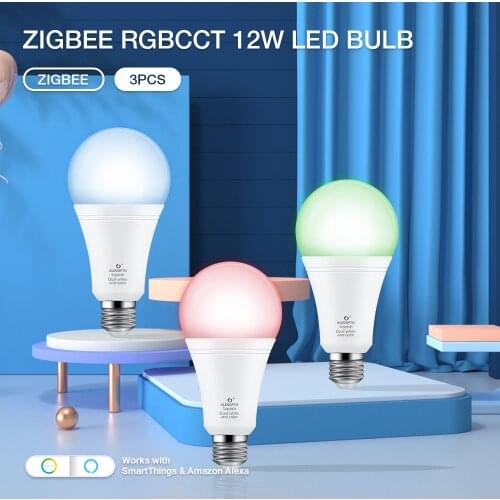 Gledopto Zigbee 3PCS Dimmable 12W LED Bulb Lamps E27 E26 Color Changing Suitable For Bedroom Kitchen Corridor Living Room