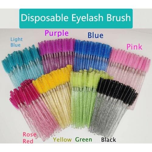 50/100 Pcs Disposable Eyelash Brushes Nylon Mascara Brushes Applicator Crystal Rod Eyelash Makeup Brushes
