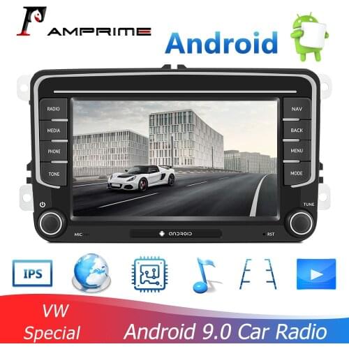AMPrime Android 9.0 Car Radio 7 inch Touch Screen GPS Bluetooth USB Player for VW Passat Golf MK5 MK6 Jetta T5 EOS Seat Sharan