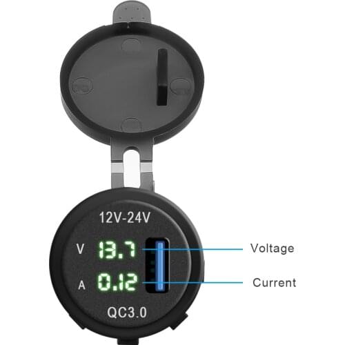 Car Charger QC 3.0 USB 5V/3A Charging Socket Adapter Voltmeter Digital display For Mobile Phone Car Lighter Slot For Car