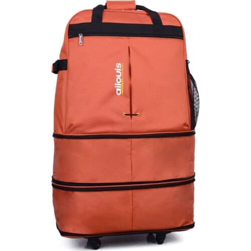 Large Air Carrier Nylon Travel Suitcase Bag On Wheels Carry On Trolley Bag Folding Carry On Luggage Aircraft Travel Valise