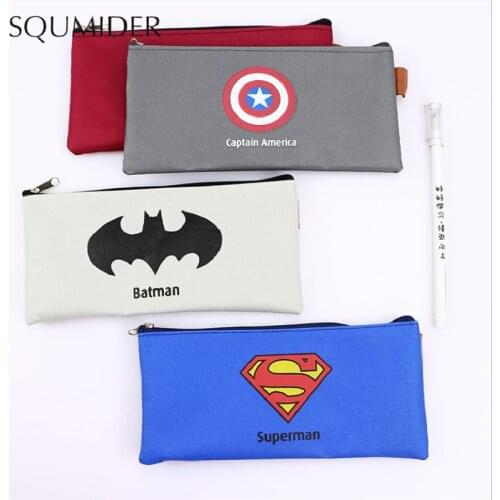 Superhero Cute pencil case canvas school Pencil cases gifts for kids stationery bag small Animal Pen case student storage bag