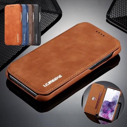 Original Leather Phone Case For Samsung S20 5G Ultra S10 S9 Plus S10E S8 S7 Edge Note 10 9 8 Ultra Thin Flip Card Holder Cover