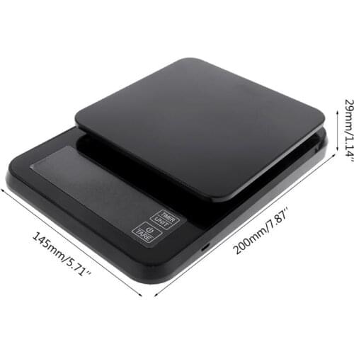 5kg Digital Drip Coffee Scale with Timer 5000g/0.1g Kitchen Scales USB Electronic Food Scale 203C