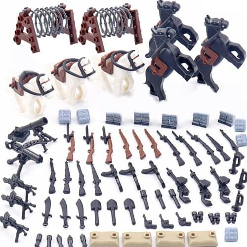 Childrens Weapons Kit Blocks Toy War Horse Sandbag Telescope Building Blocks Parts Action Figures Military Army Set Bricks Gift