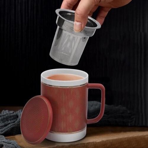 Personality ceramic tea cup with lid filter portable tea set