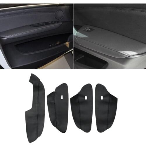 LHD Armrest Leather Cover For BMW X5 E70 2007 2008 2009 2010 2011 2012 2013 4pcs Car Door Armrest Panel Skin Cover Sticker Trim