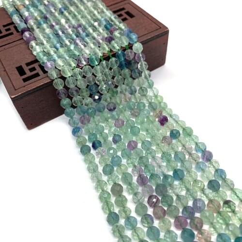 Natural Stone Faceted Round Beads6mm Green Fluorite Round Beads for DIY Jewelry Handmade Bracelets Necklaces Jewelry Accessories