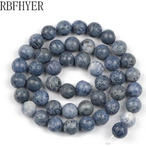 RBFHYER 6//8/10/12MM Natural Stone Blue coral Stone Top quality Loose Beads for Jewelry Making DIY Charm Bracelet Necklace