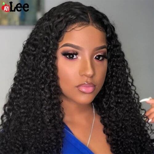 Kinky Curly Wig Human Hair Lace Front Wig Transparent Human Hair Wigs For Women 13x4 Lace Frontal Wig 250 Density Lace Wig