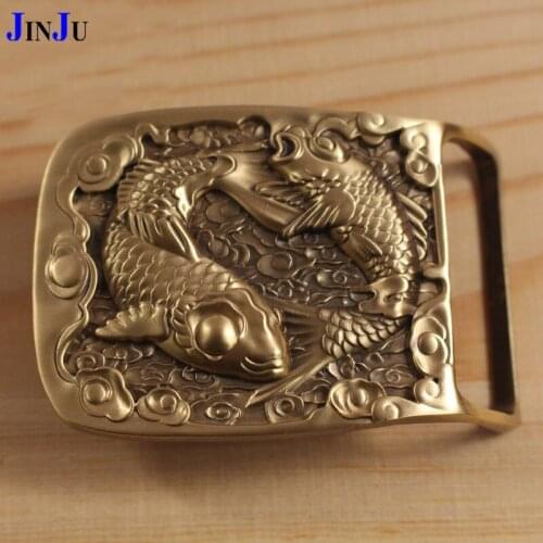 Brass Belt Buckle Leather belt buckle plate copper lead male buckle leather lead two fish style copper buckle