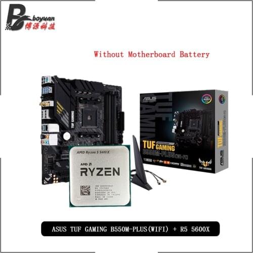 AMD Ryzen 5 5600X R5 5600X CPU + ASUS TUF GAMING B550M PLUS (WI-FI) Motherboard Suit Socket AM4 All new but without cooler