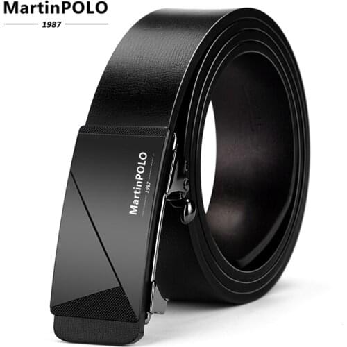 MartinPOLO Mens Belt Genuine Leather Belt Men Designer Automatic Buckle Male Cow Leather Belt Cinturones Para Hombre MP01401P