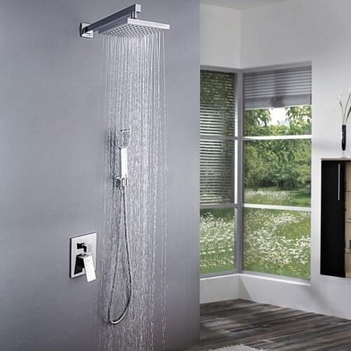 Bathroom Shower Set 8 Inch Top Spray Square Concealed Shower Set Ceiling Into The Wall Shower Mixer Tap Faucet