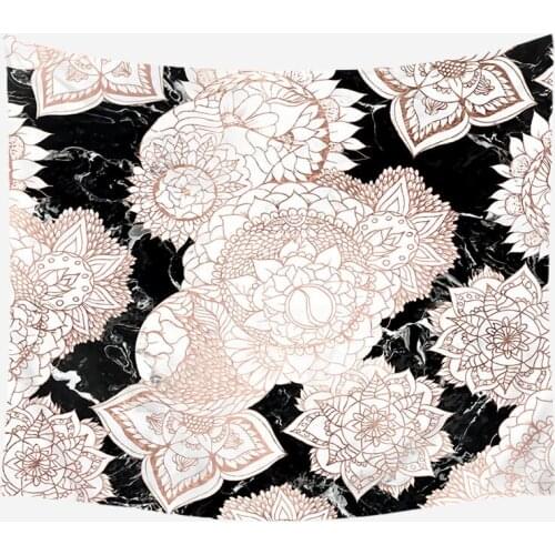 Pink Flower Wall Hanging Tapestry Green Leaf Gray Marble Tapestries Floral INS Mandala Wall Decor Girls Home Decor Wall Carpet