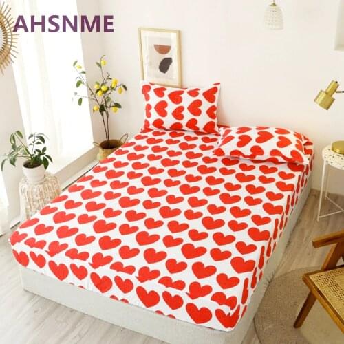 AHSNME Designs Bed Sheets Geometric Printed Fitted Sheet With Elastic cotton blend Polyester Mattress Cover jogo de cama