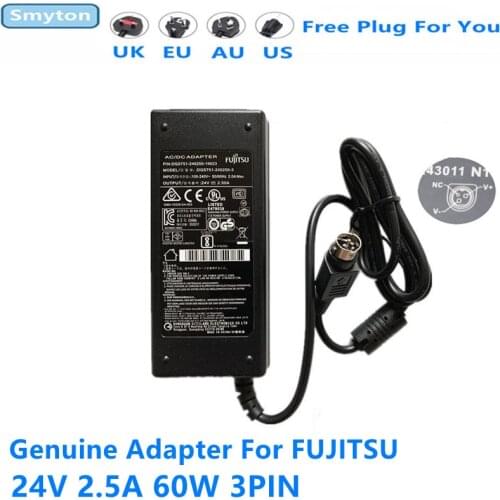 Genuine AC Adapter Charger For FUJITSU 24V 2.5A 60W 3PIN GPE651-24250W DAJING DJ-240250-SA EPSON M129H LI SHIN Power Supply