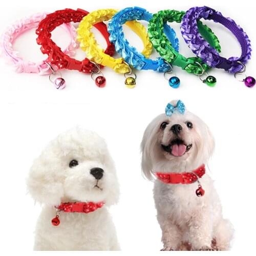 High Quality Dog Cat Lace Collar Buckle Collar Lovely For Pet Accessories Adjustable With Bell Pet Supplies