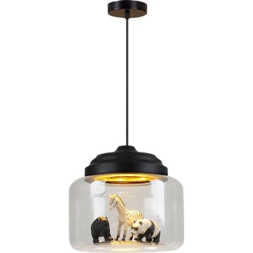 Nordic animal glass Tank pendant lights bedroom childrens room aisle lighting restaurant shop cartoon living room hanging lamps