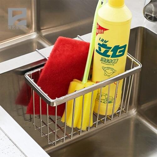 Stainless Steel Sink Shelf Soap Sponge Drain Rack Silicone Storage Basket Faucet Holder Bathroom Holder Sink Kitchen Accessories