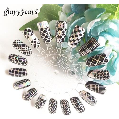 16 Design 1pc TV Laser Nail Hollow Sticker Fish Scale DIY Decal Airbrush Nail Art Paint Sexy Women Polish Manicures Tool Stencil