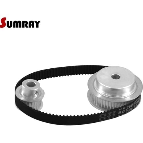 SUMRAY HTD3M Timing Pulley Belt Kit Reduction 1:2 3M 25T 50T Pulley Wheel 11mm Belt Width HTD3M-312 Rubber Drive Belts