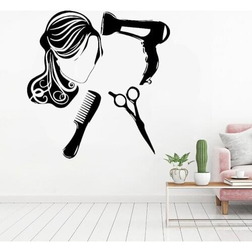Romantic Hairdressing Wall Decal Hair Salon Decorations Wall Stickers Barber Shop Window Decal Vinyl Wall Decor Poster C594