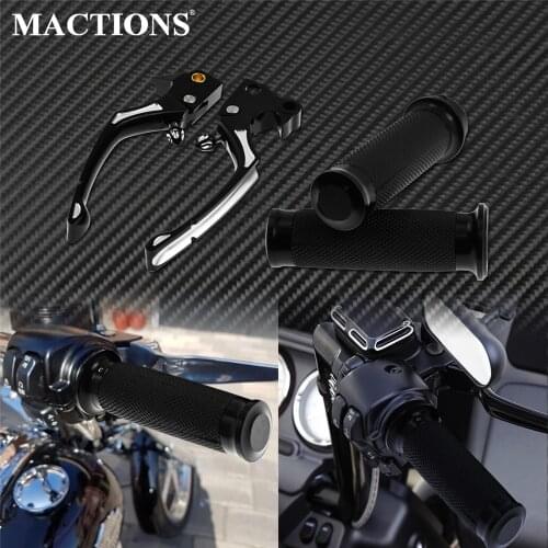 Motorcycle Brake Clutch Lever+1'' 25mm Handle Bar Hand Grip Aluminum Set Black For Harley Sportster XL Iron 1200 883