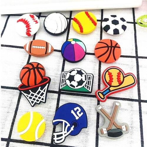 Single Sale Basketball Football PVC Garden Shoes Charm Crocodile Jibz Shoe Buckle Decoration Accessories Childrens Best Gifts