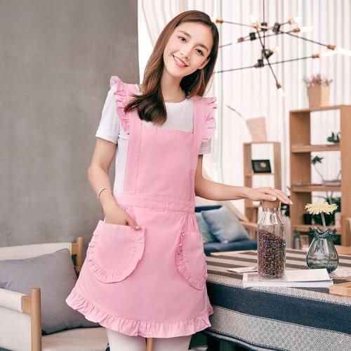 Cute Japanese maid apron cooking home kitchen oil-proof cotton Korean fashion work clothes skirt