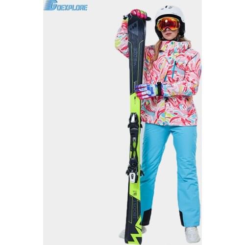 Snowboard suit Women -30 Snow Wear Clothing sets Waterproof Windproof Winter costume Ski Jacket + strap Snow pant Girls