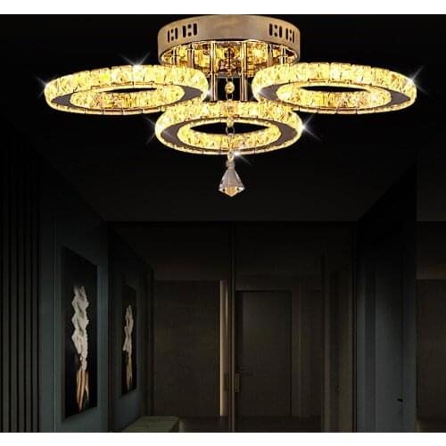 Modern Crystal LED Ceiling Lamp Glossy Lamp Round White Light Yellow Light Independent Choice Ceiling Lamp Indoor Lighting