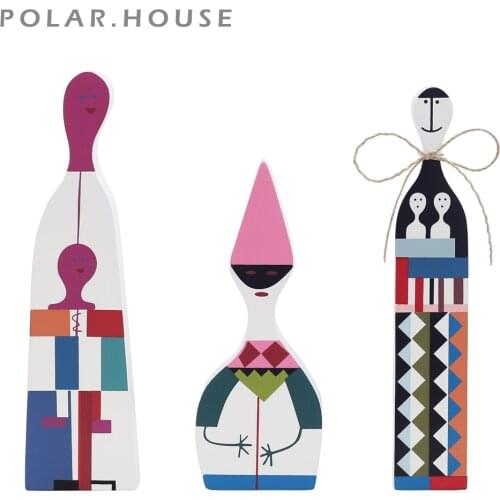 Modern Wooden Kids Gifts Bright Color Dolls Family People Figurines Lovely Abstract Statues Home & Office Decoration Accessories