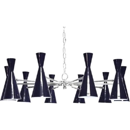 Modern light luxury navy blue hourglass lampshade chandelier villa model room custom light luxury chandelier