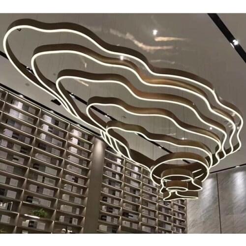 Led new project custom post-modern simple sales offices lobby bar restaurant front desk hotel art wrought iron lamps