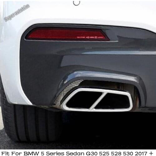 Lapetus Rear Bumper Tail Dual Exhaust Pipe Trim Exhause Cover Accessories Fit For BMW 5 Series Sedan G30 525 528 530 2017 - 2020