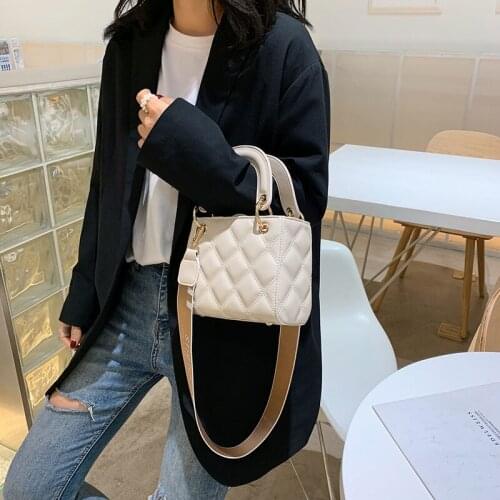 FuAhaLu Diamond check female bag summer new fashion wild chain crossbody bag embroidery thread shoulder small flap bag